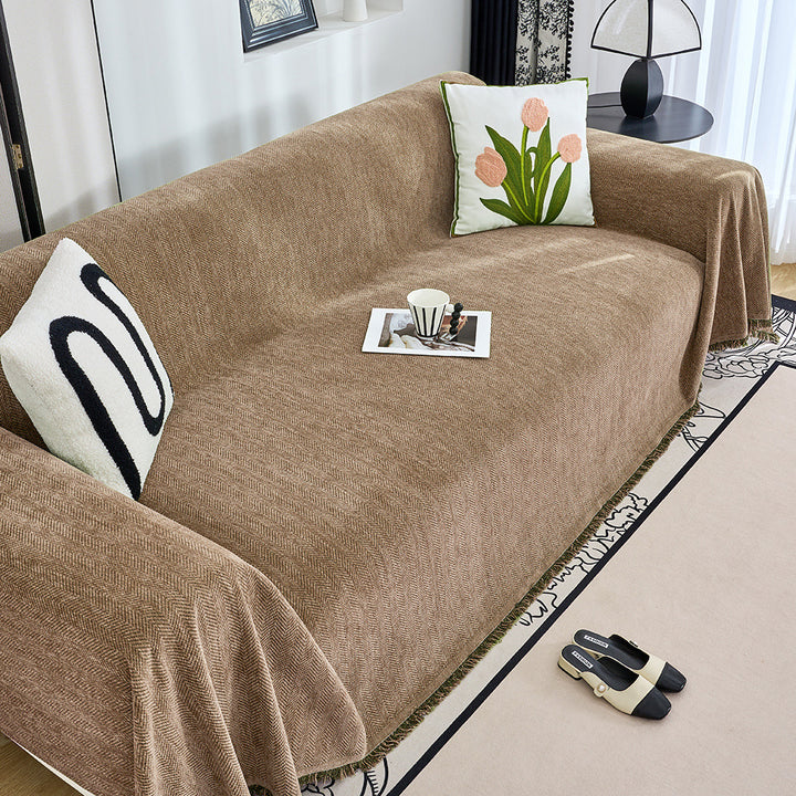 Textured Herringbone Pattern Sofa Throw Blanket