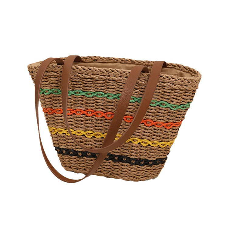 Trendy Straw Bag with Colorful Details Bowlift
