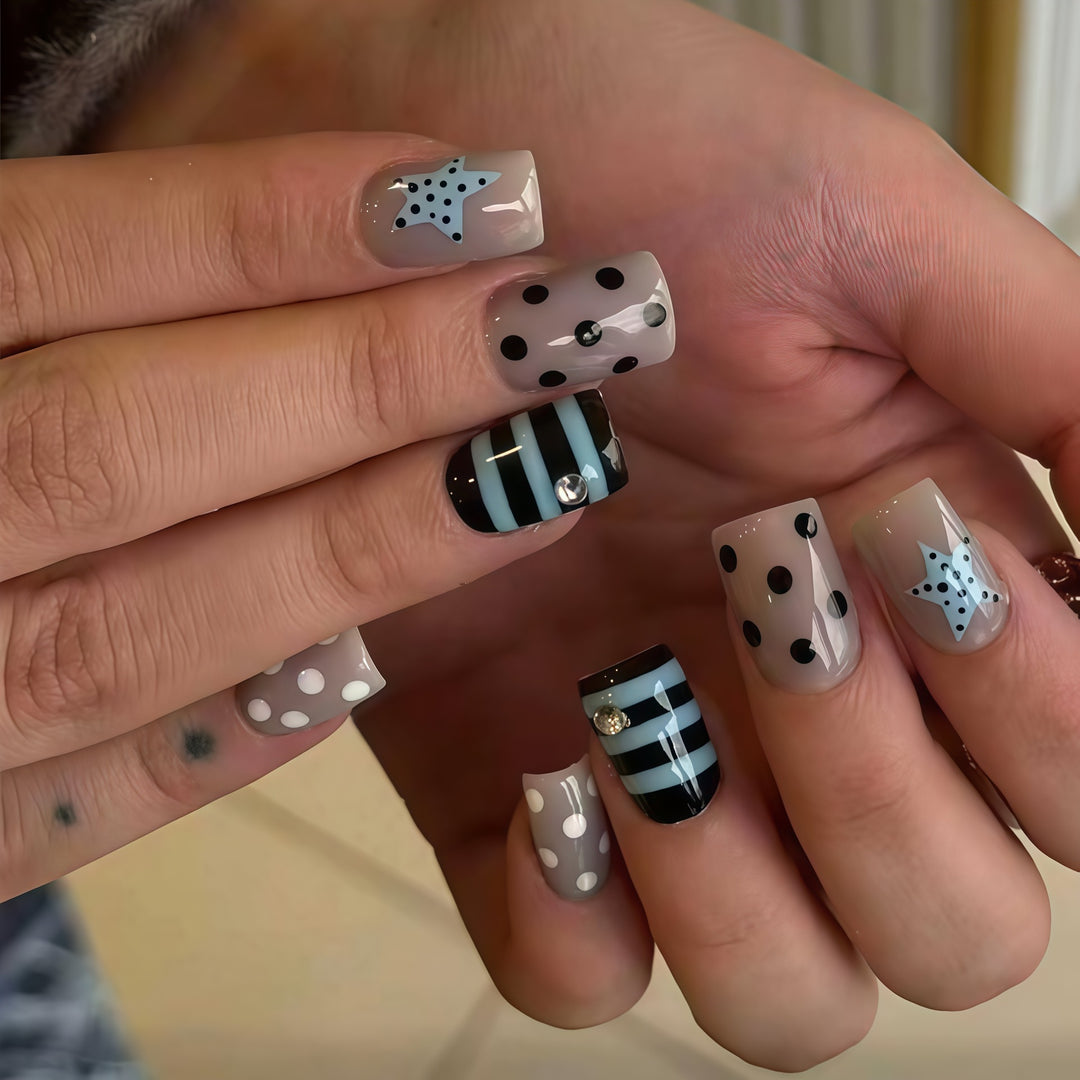 Artistic Press-On Nail Design Bowlift