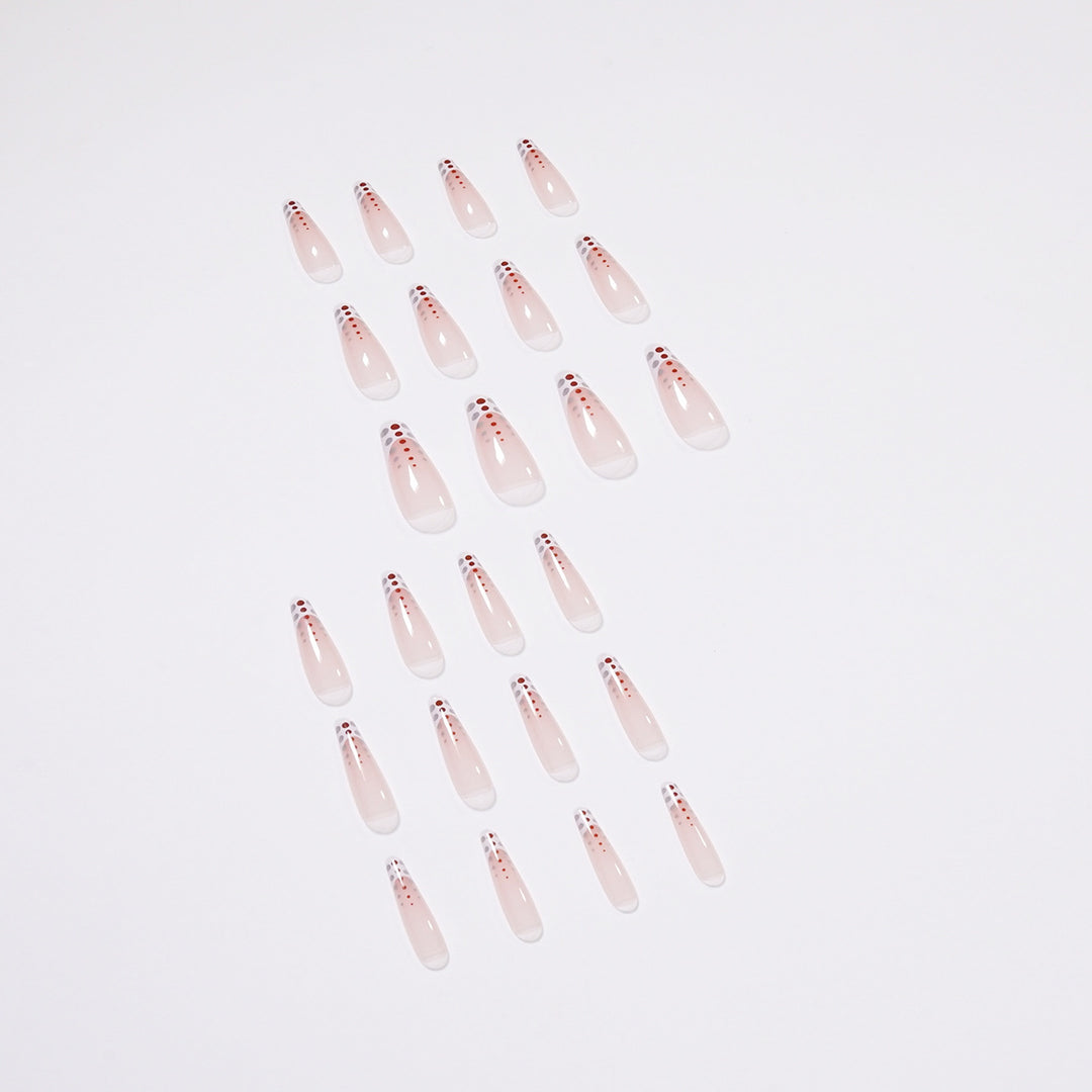 Artistic Nail Extensions with Elegant Dots and Shimmering Ombré Bowlift