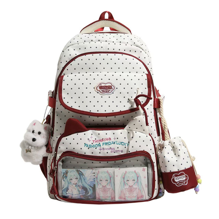 Playful Polka Dot Character Backpack Bowlift