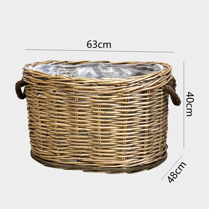 Handwoven storage basket with carrying handles Bowlift