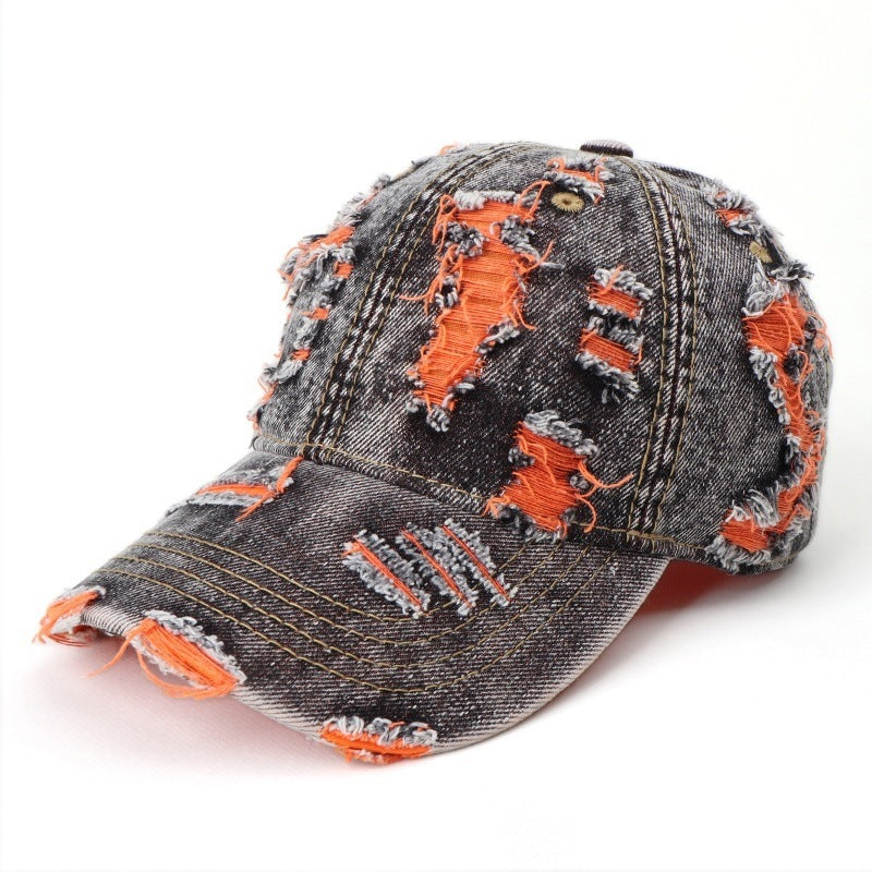 Women's Distressed Denim Baseball Cap Bowlift