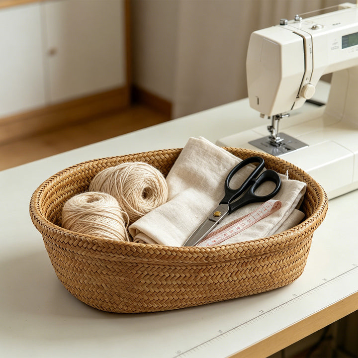 Unisex Oval Storage Basket made of Woven Natural Material Bowlift
