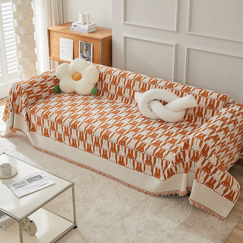Cozy Rabbit Patterned Sofa Throw Blanket