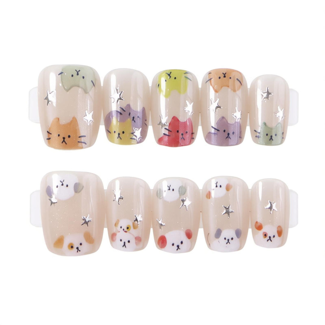 Whimsical Cat-Themed Press-On Nail Set Bowlift