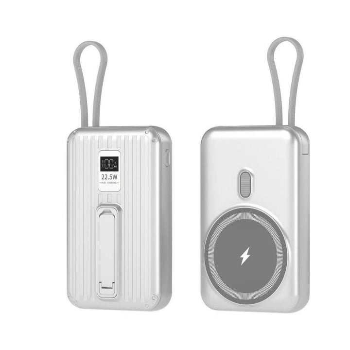 Portable power bank with integrated magnetic charger and digital display Bowlift