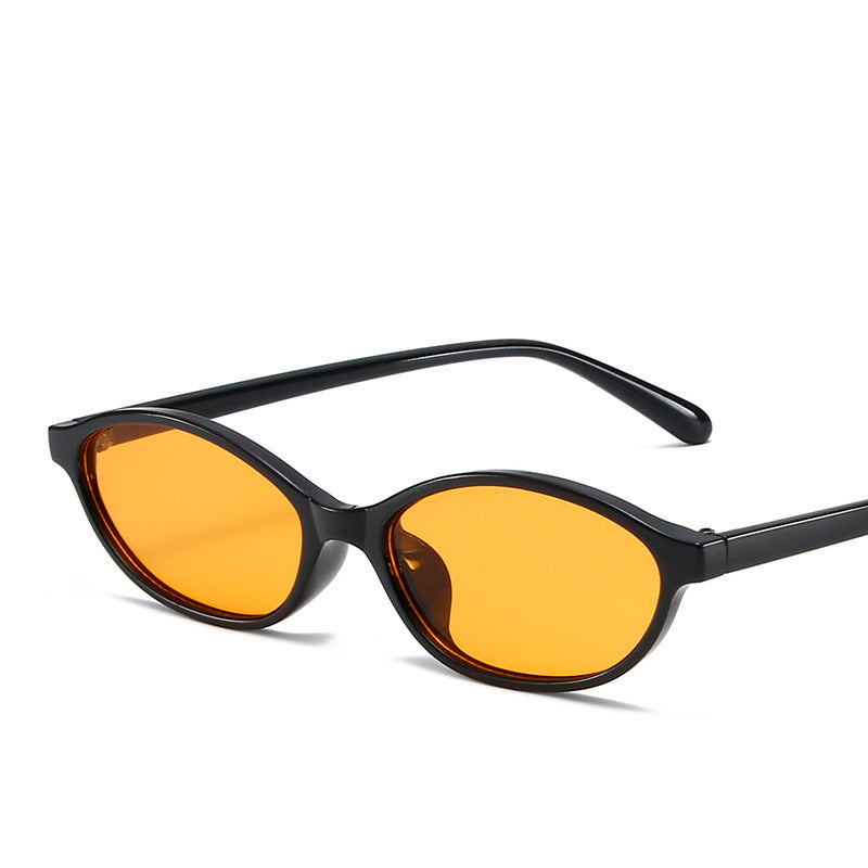 Slim Oval Tinted Lens Retro Sunglasses with UV Protection Bowlift
