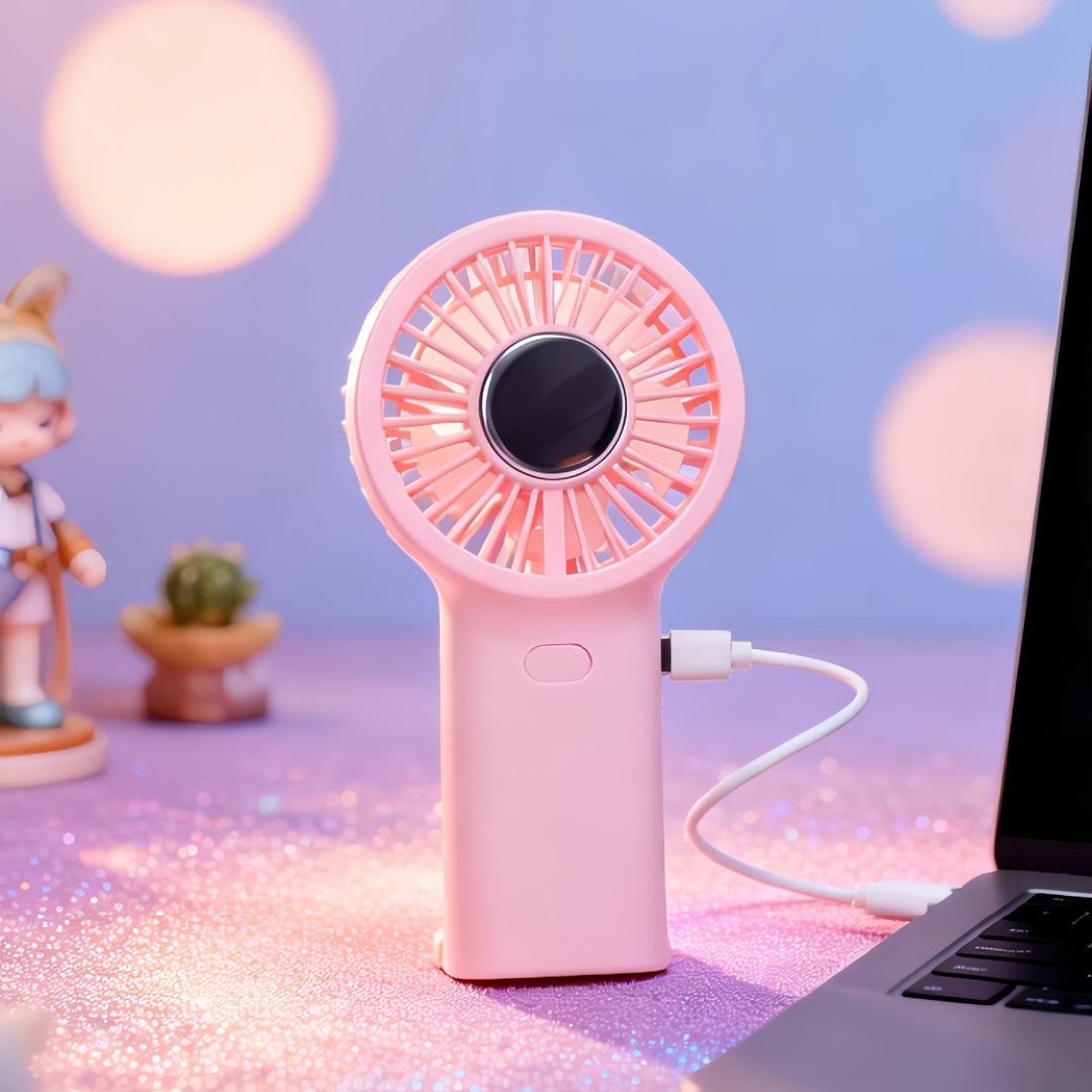 Women's portable handheld fan with ergonomic design and USB charging port Bowlift