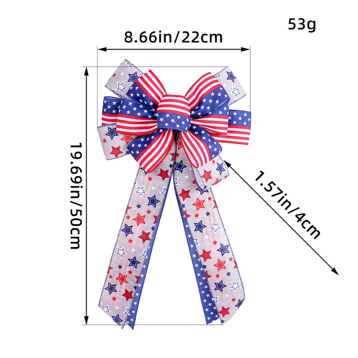 Unisex nan patriotic USA star and stripe ribbon bow set with wired tails and clip attachment Bowlift