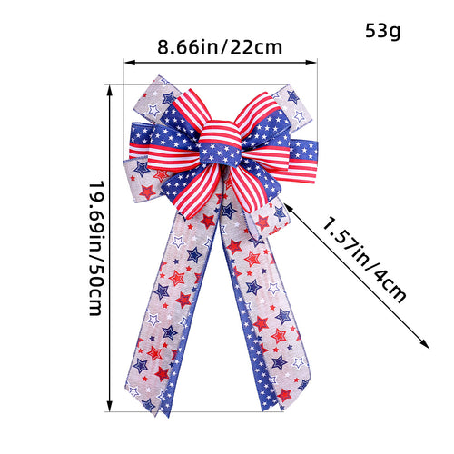 Unisex nan patriotic USA star and stripe ribbon bow set with wired tails and clip attachment Bowlift