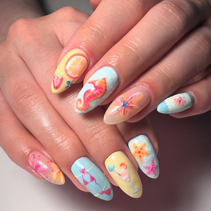 Artistic Tropical-Themed Press-On Nails Bowlift