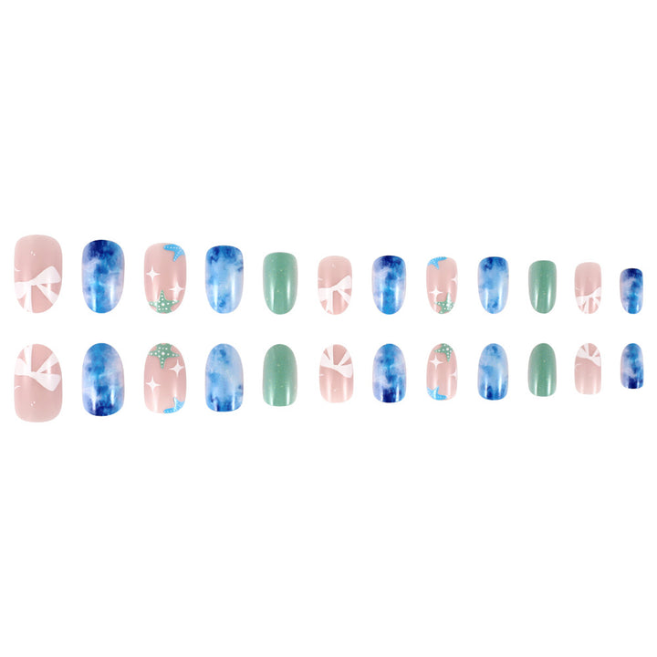 Artistic Ocean-Themed Press-On Nails Bowlift