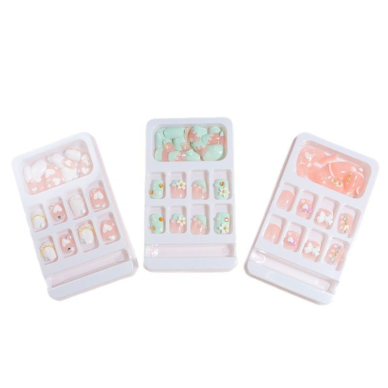 Decorative Press-On Nail Art Set with Bow Accents Bowlift