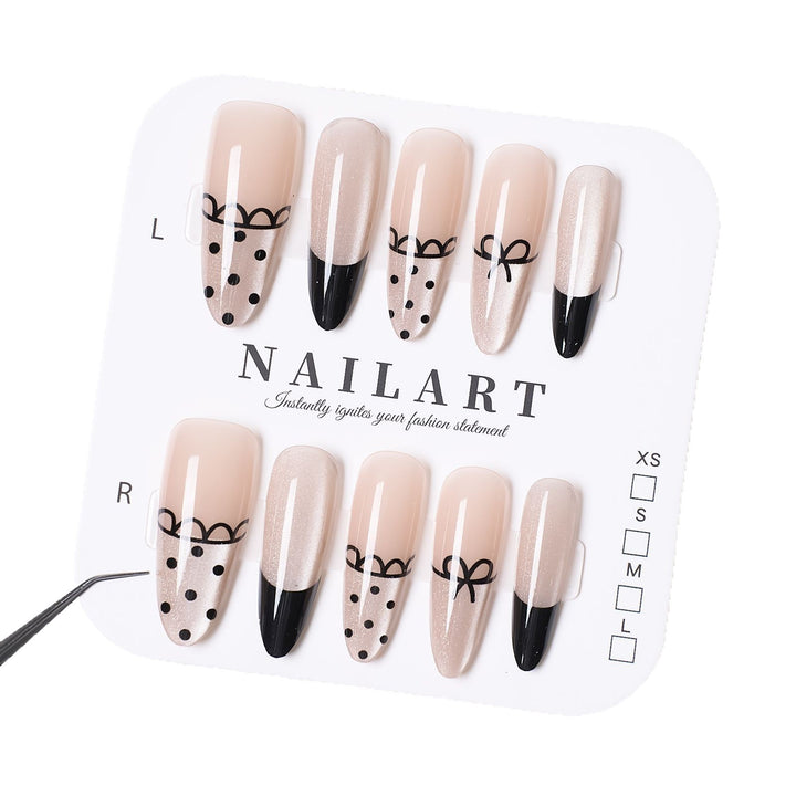 Stylish Press-On Nail Set with Artistic Patterns Bowlift