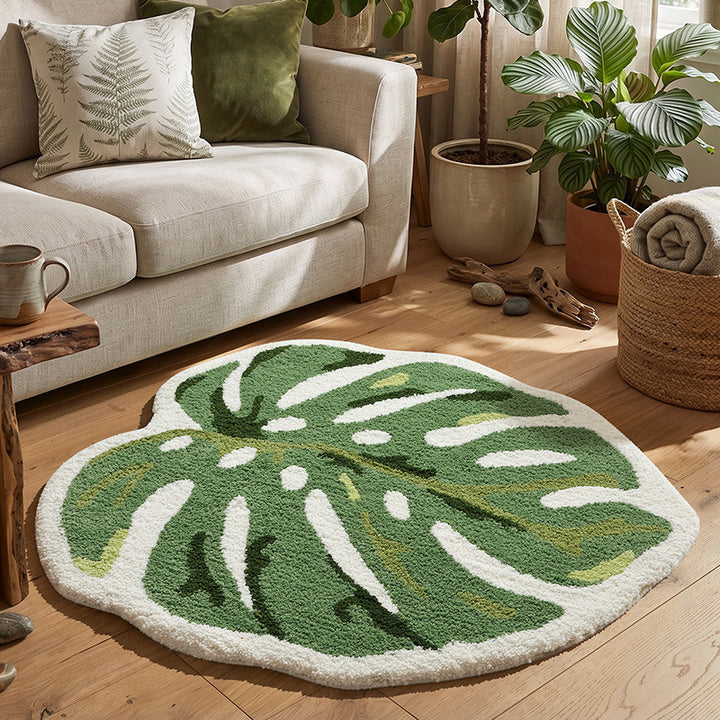Monstera Leaf Shaped Area Rug Bowlift