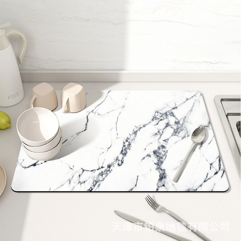 Stylish Marble-Effect Kitchen Mat Bowlift