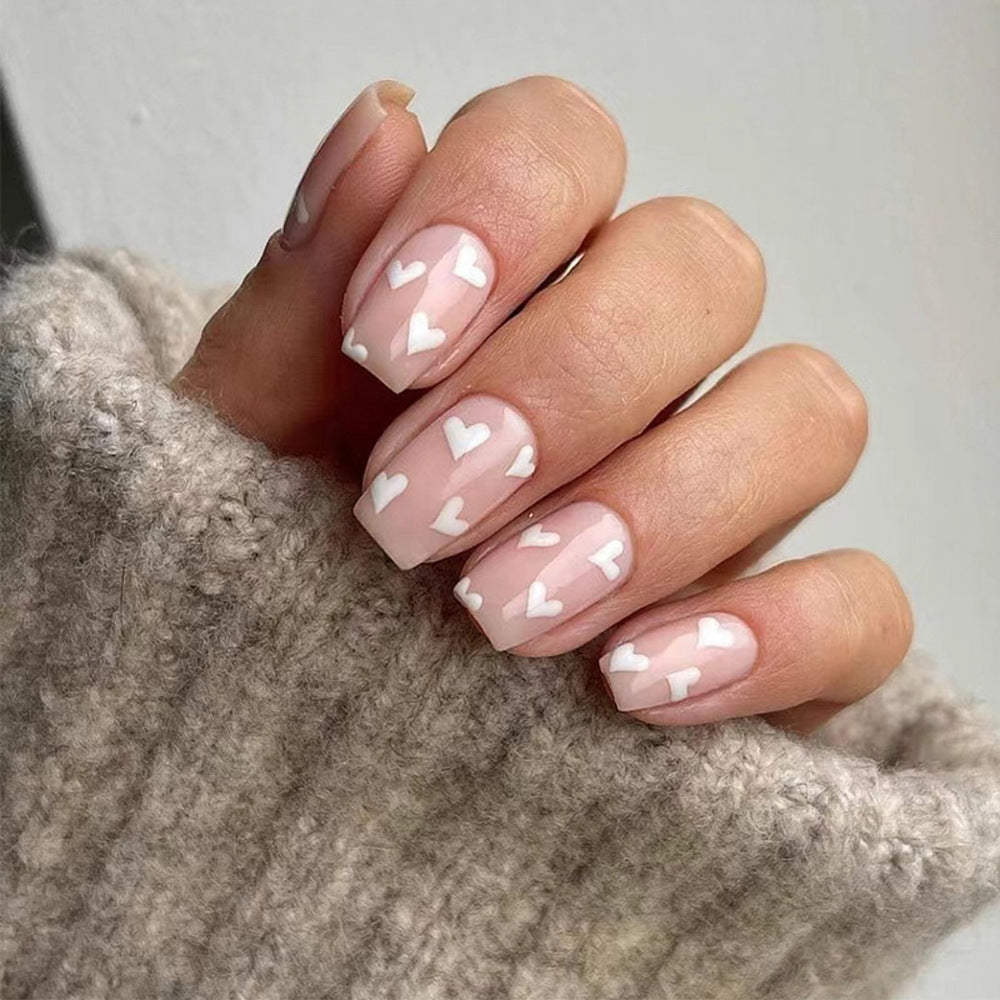 Heart-Patterned Nail Art Design Bowlift