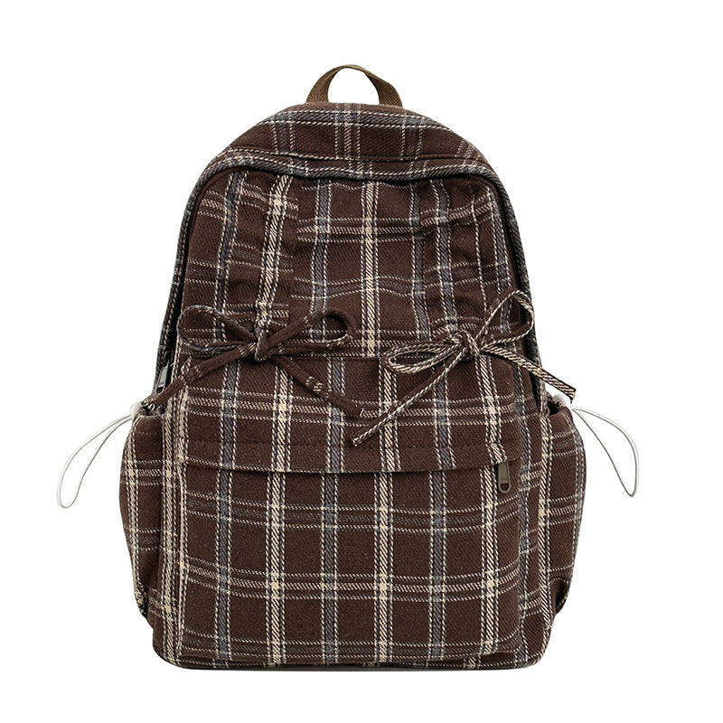 Checked Casual Drawstring Backpack Bowlift