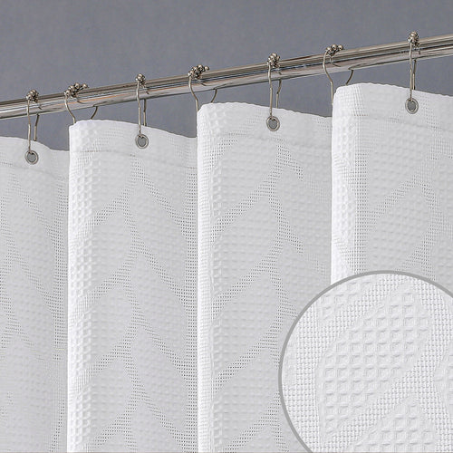Textured Leaf Pattern Shower Curtain Bowlift