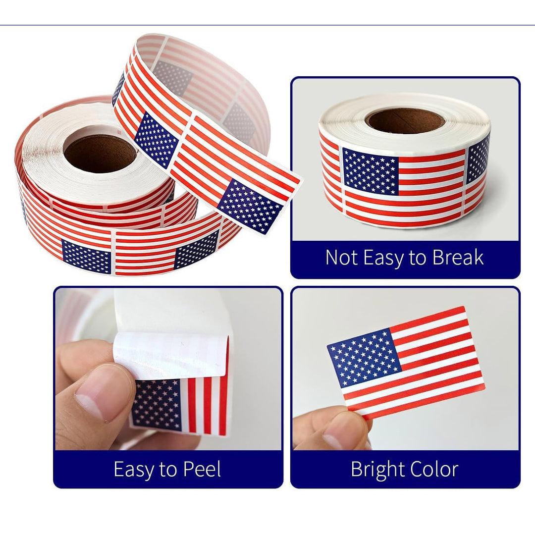 Unisex sticker roll with USA flag motif permanent labels for shipping and decoration Bowlift