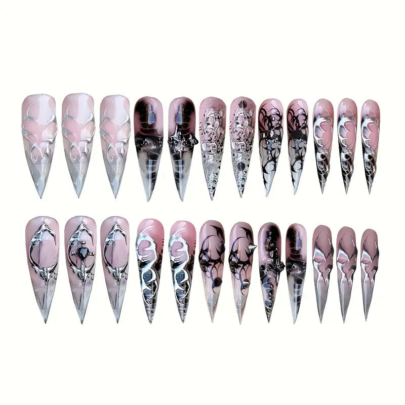 Artistic Gothic Stiletto Press-On Nails Bowlift