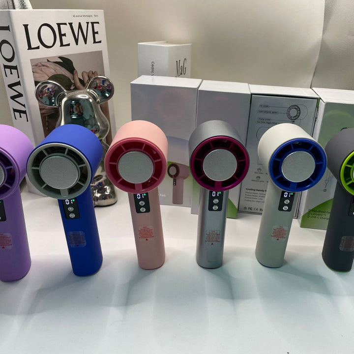 Women's Portable Turbo Hand Fan with Digital Control Bowlift