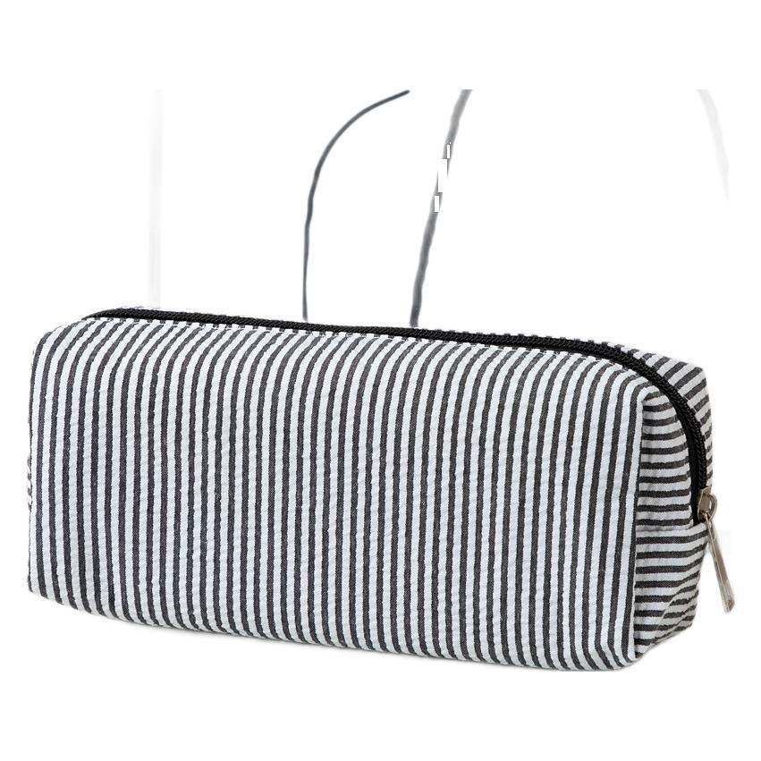 Striped Zippered Pencil Case Bag Bowlift