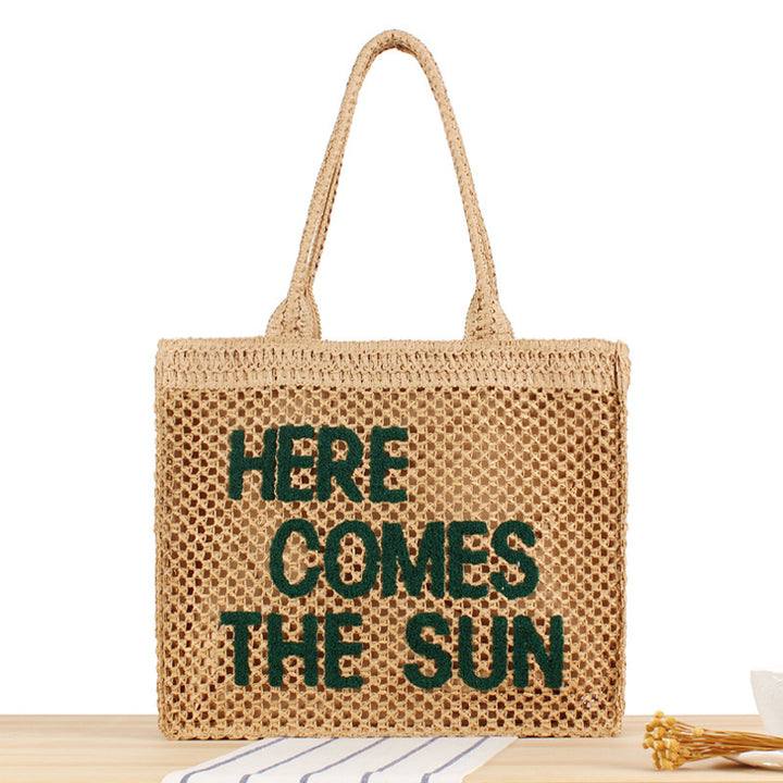 Hand-knotted basket bag with colorful lettering Bowlift