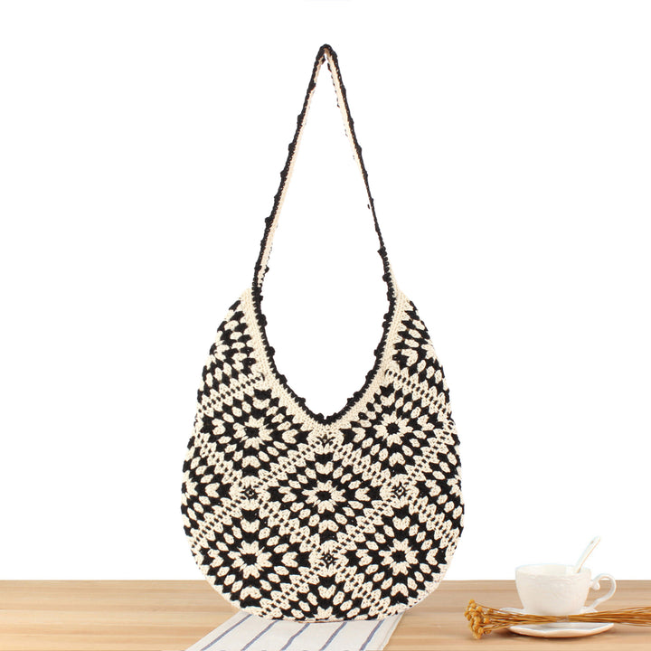 Handmade Macrame Shoulder Bag with Floral Patterns Bowlift