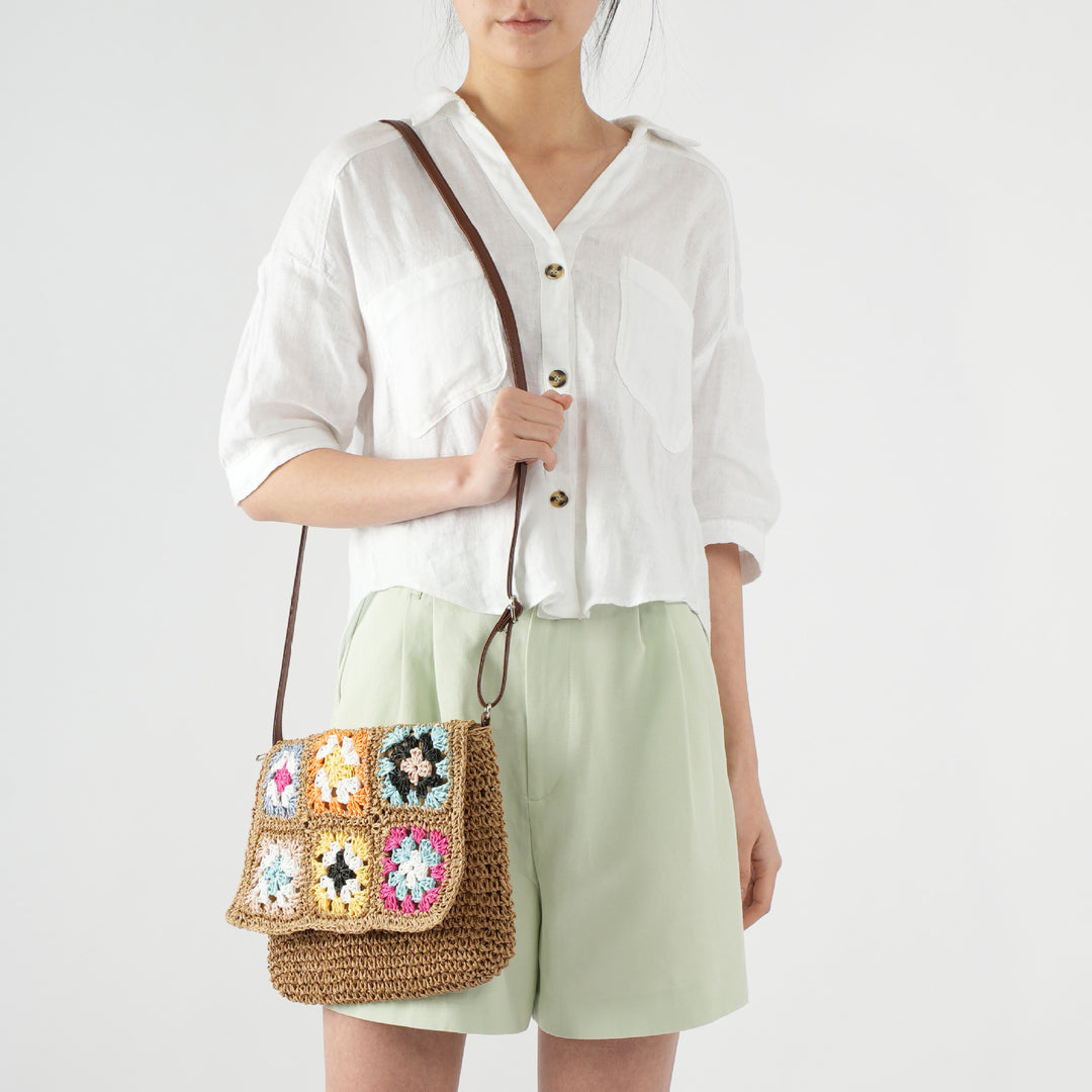 Comfortable shoulder bag with colorful hexagon pattern Bowlift
