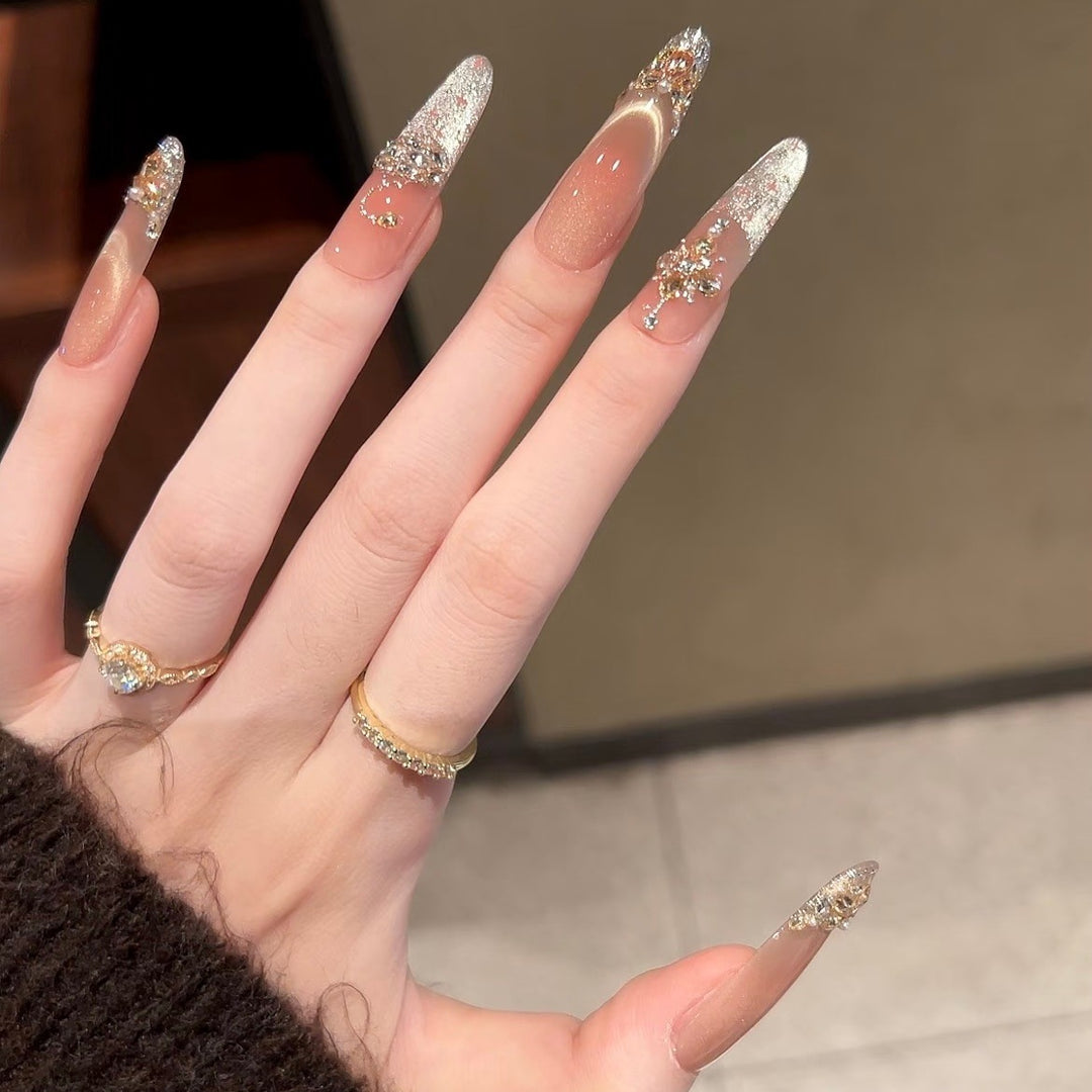 Artistic Stiletto Press-On Nail Set with Charming Patterns Bowlift