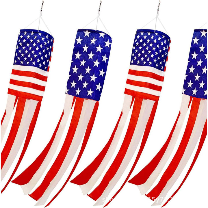 Unisex nan patriotic American flag windsock with long trailing streamers and reinforced hanging loop Bowlift