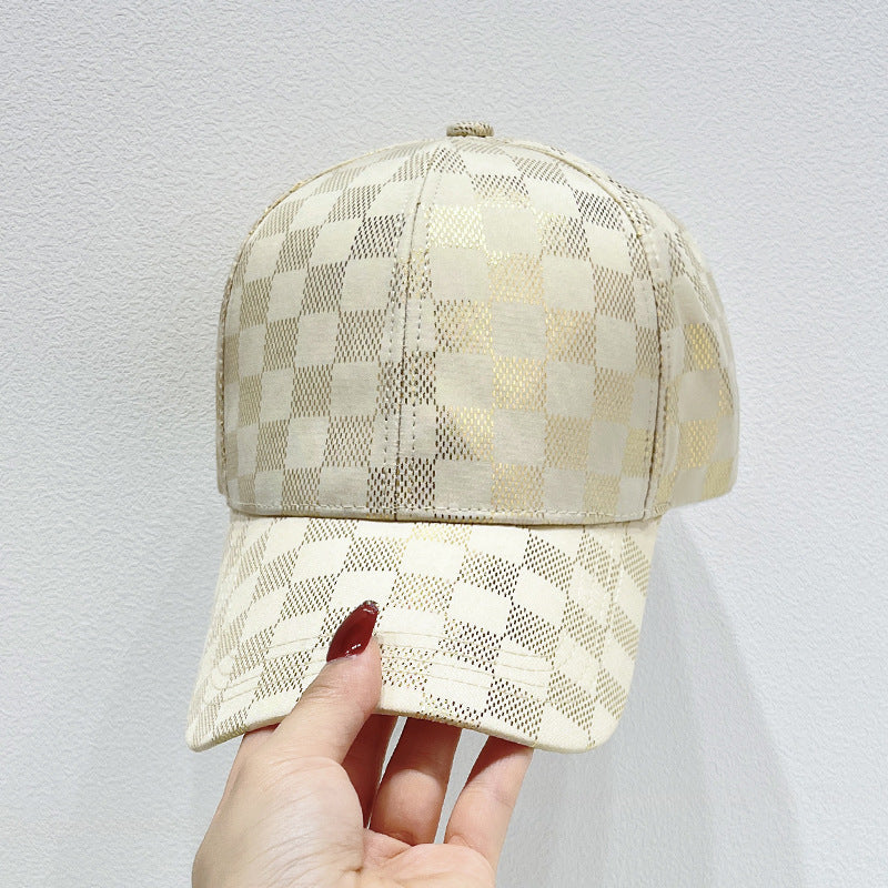 Women's Mesh Checkered Baseball Cap Bowlift