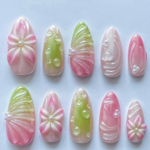 Artificia Nails with Floral 3D Design Bowlift