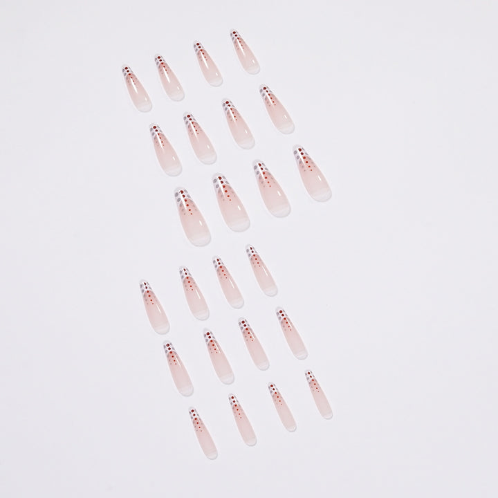 Artistic Nail Extensions with Elegant Dots and Shimmering Ombré Bowlift