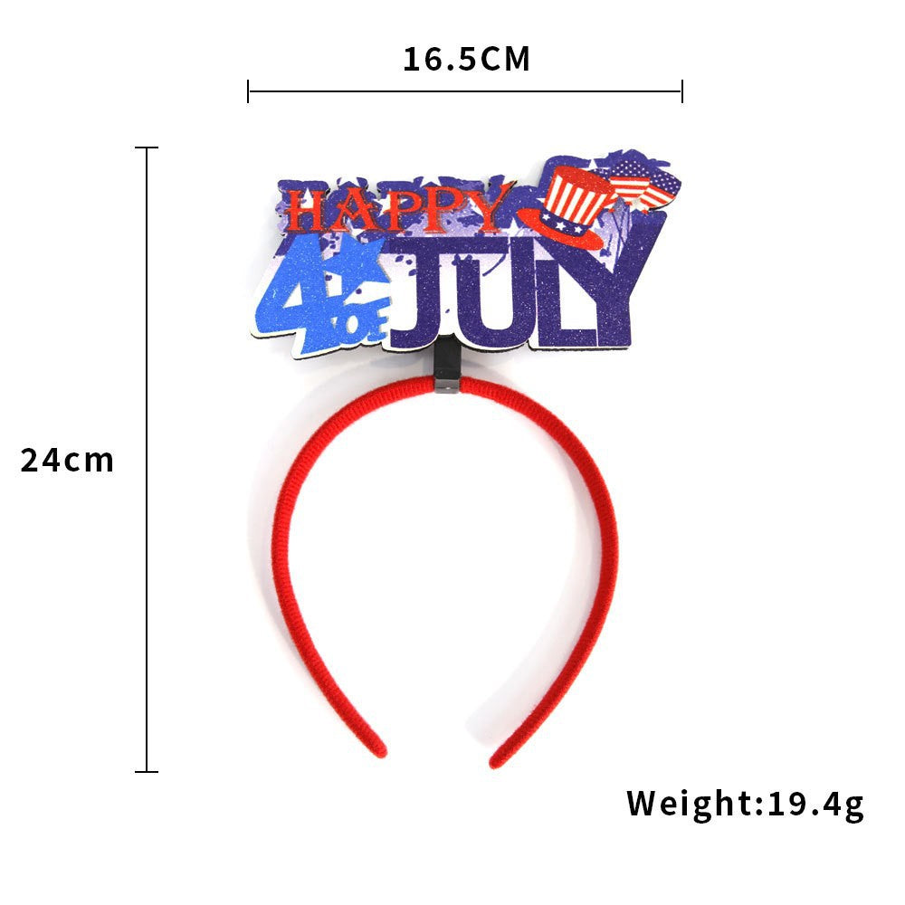 Women's Independence Day patriotic pompom headband with tinsel star toppers Bowlift