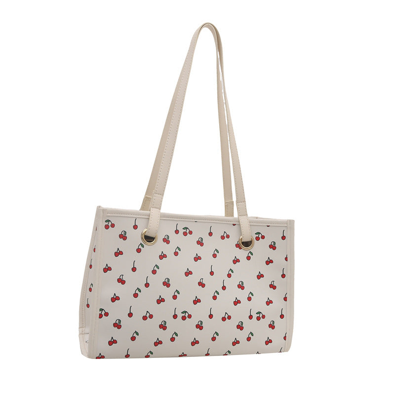 Playful Cherry Print Tote Bag Bowlift