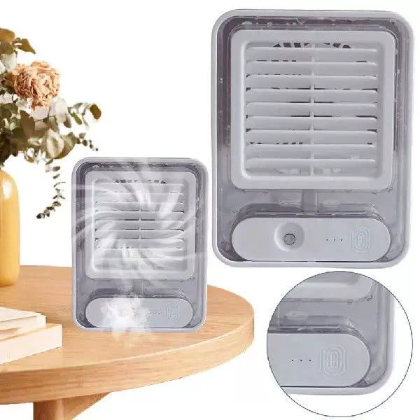 Unisex one size compact USB microclimate cooler and whisper-quiet table fan with transparent water tank and adjustable louver Bowlift