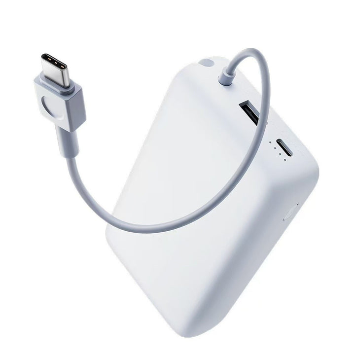 Compact portable High-capacity power bank with integrated charging cables and matte soft-touch finish Bowlift