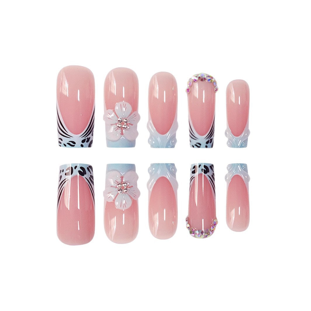 Decorative Floral Press-On Nail Art Set Bowlift
