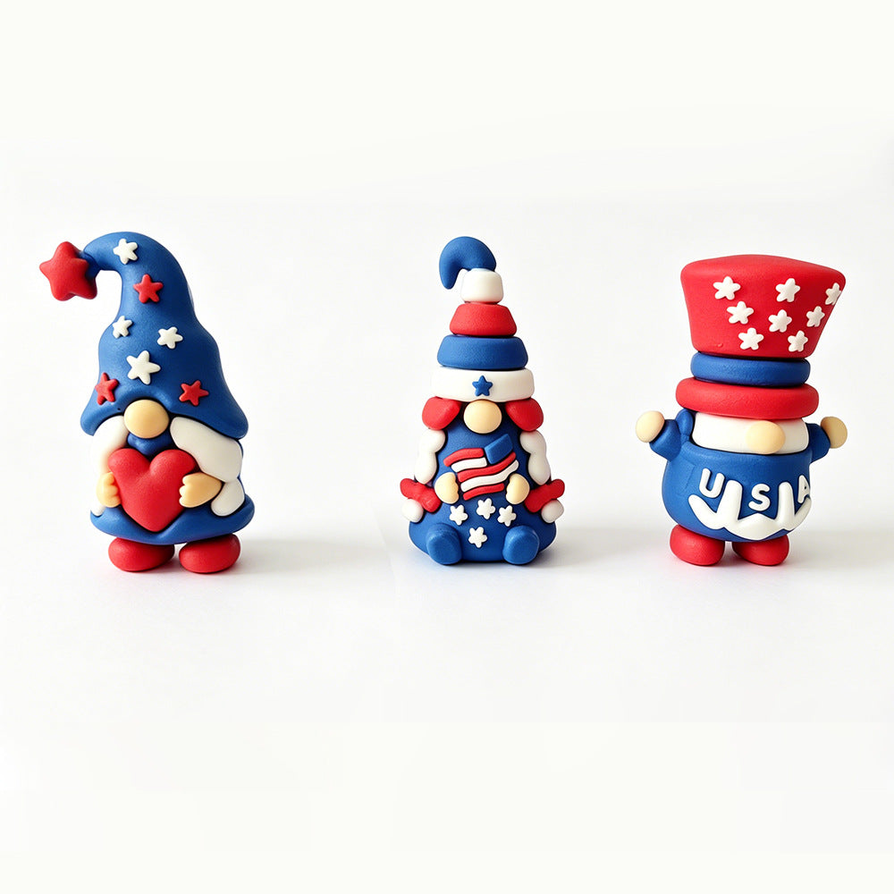 Unisex nan handcrafted decorative gnome set made of air-drying modeling clay with star and heart appliqué Bowlift
