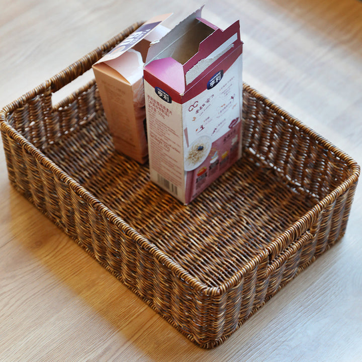 Woven Rectangular Storage Basket with Handles Bowlift