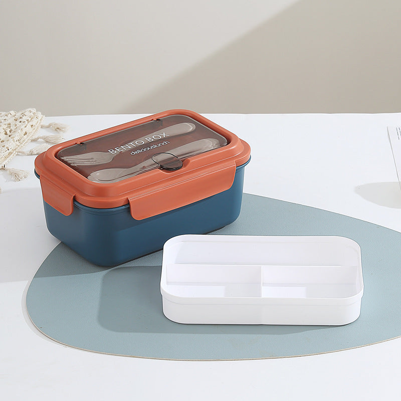 Multi-Compartment Bento Lunch Box with Integrated Utensils