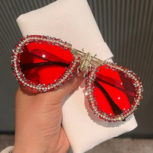 Women's Glamorous Statement Sunglasses with Unique Insect Design Bowlift