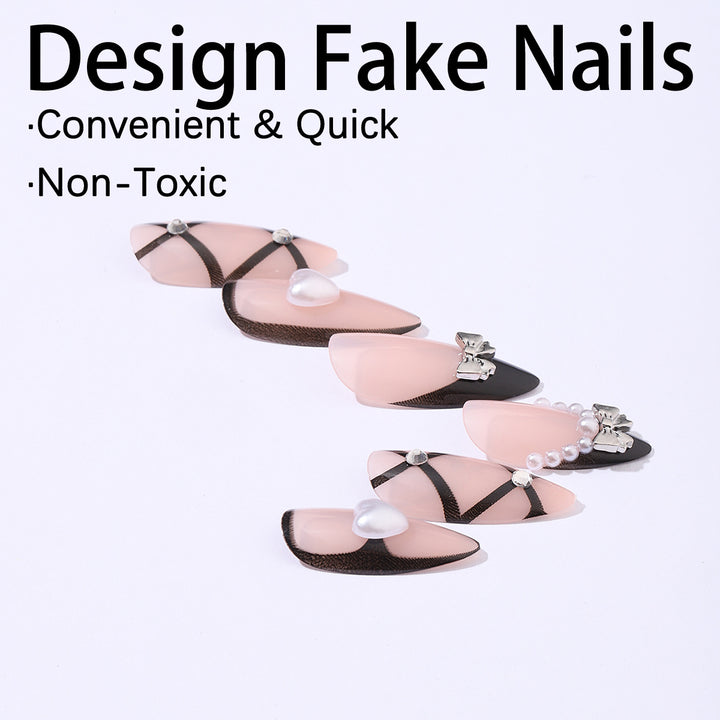 Nail art set with elegant, asymmetric design Bowlift