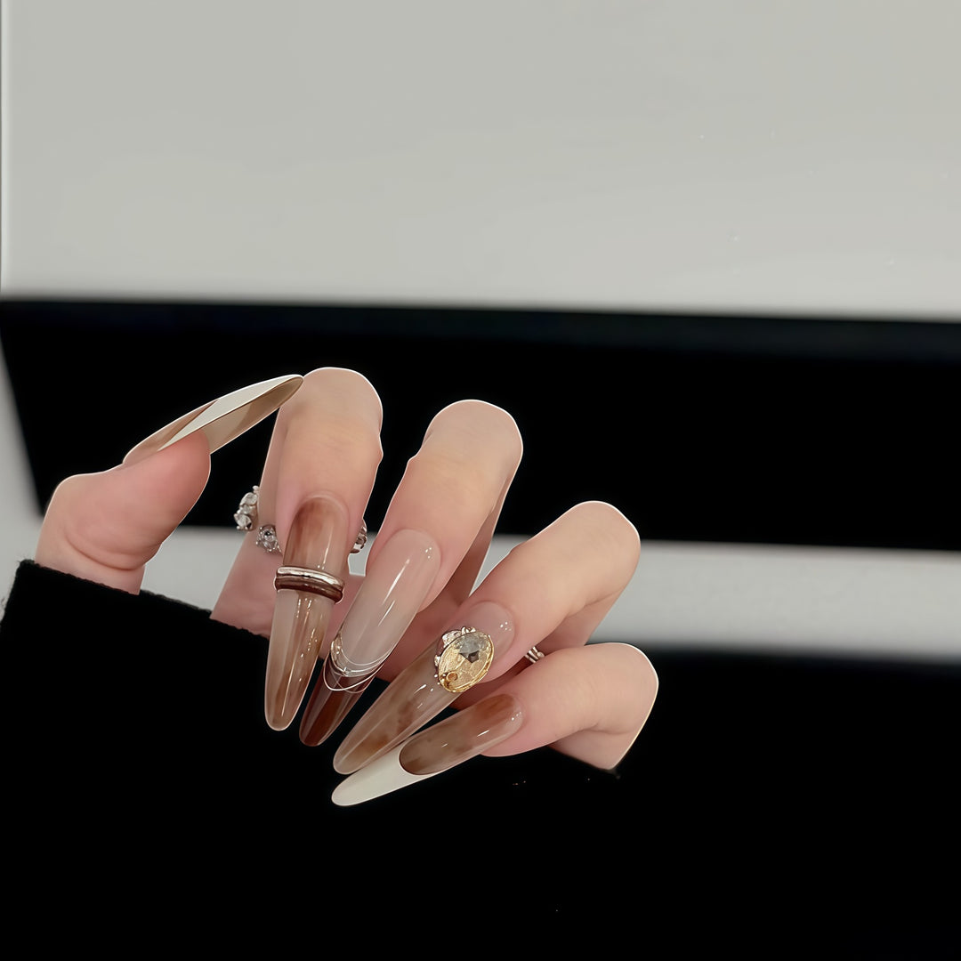 Artificial nail set with elegant glamour design Bowlift