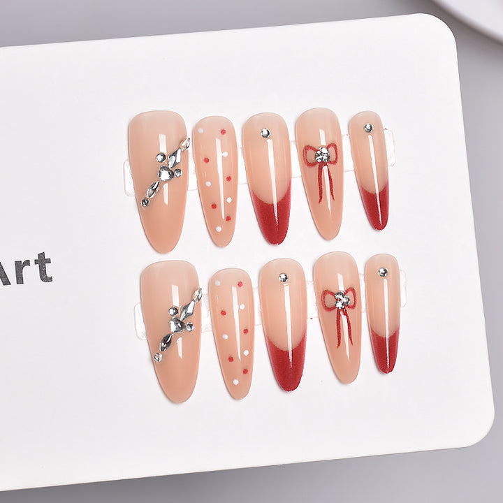 Glamorous Heart-Themed Press-On Nail Set Bowlift