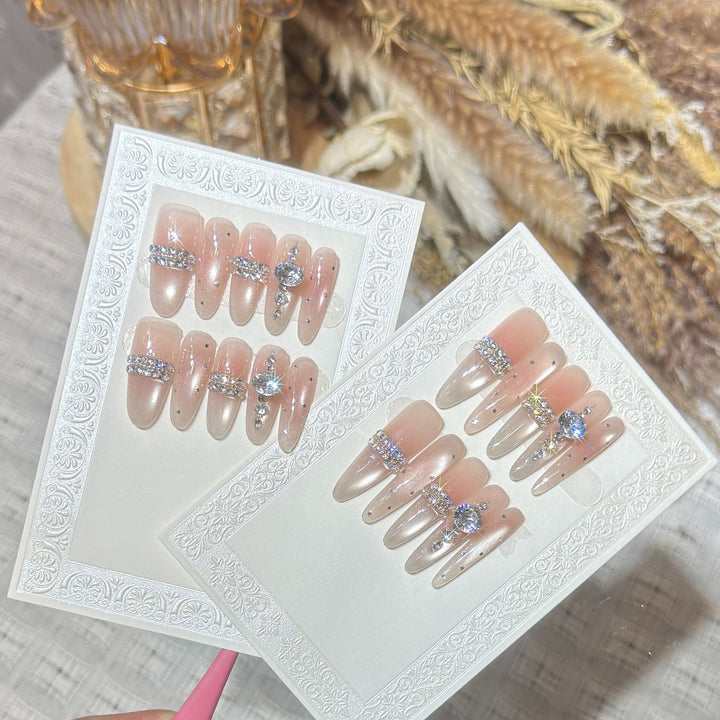 Premium Rhinestone-Embellished Stiletto Press-On Nails Bowlift