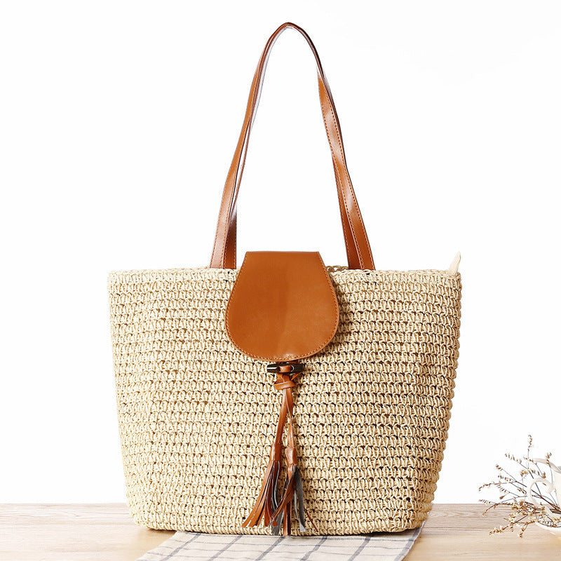 Elegant basket bag with leather accents Bowlift